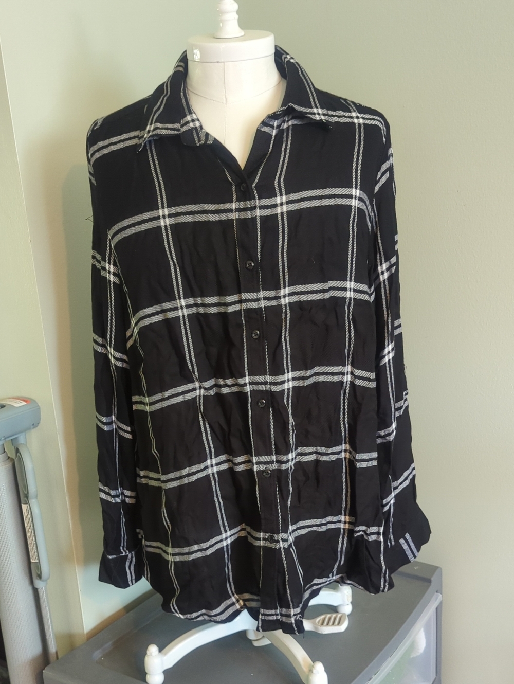 Zac & Rachel Black and White Plaid Button-Down Shirt